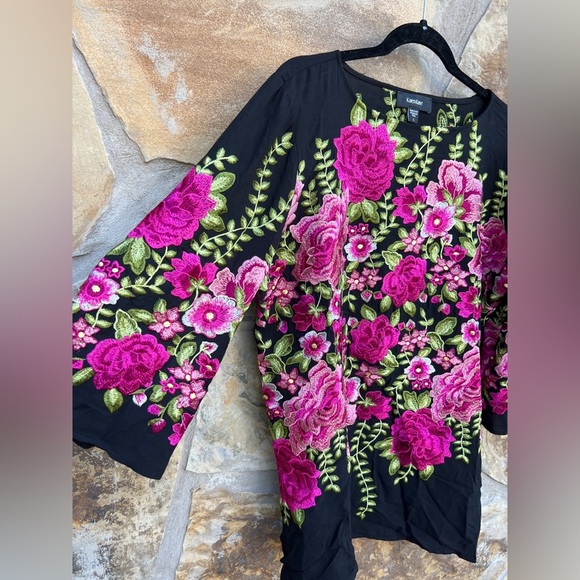 Karen Kane Bloomingdale’s BoHo Artsy Heavy Embroidery Tunic Blouse Top L USA - Picture 4 of 9